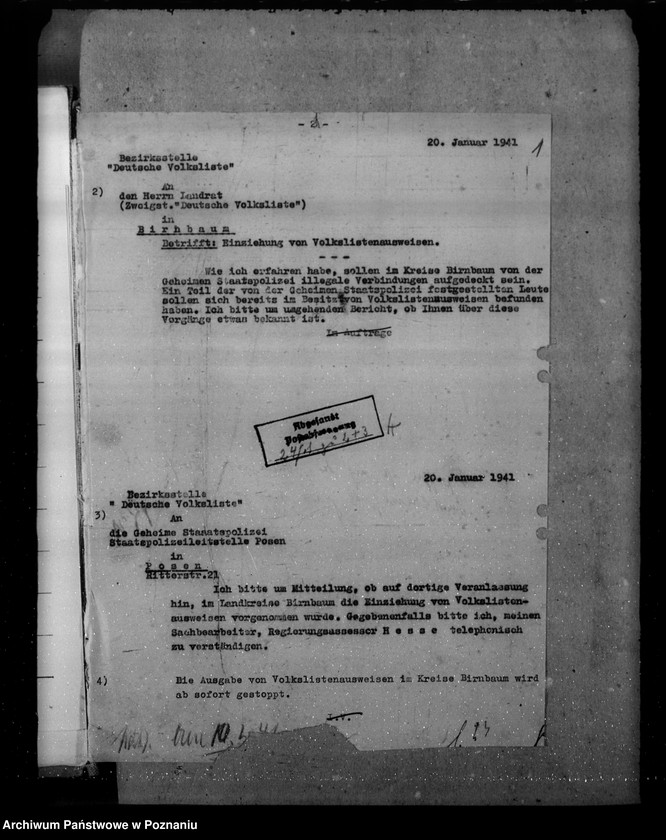 Obraz 5 z jednostki "Zarządzenia i korespondencja władz w sprawie niemieckiej listy narodowej"