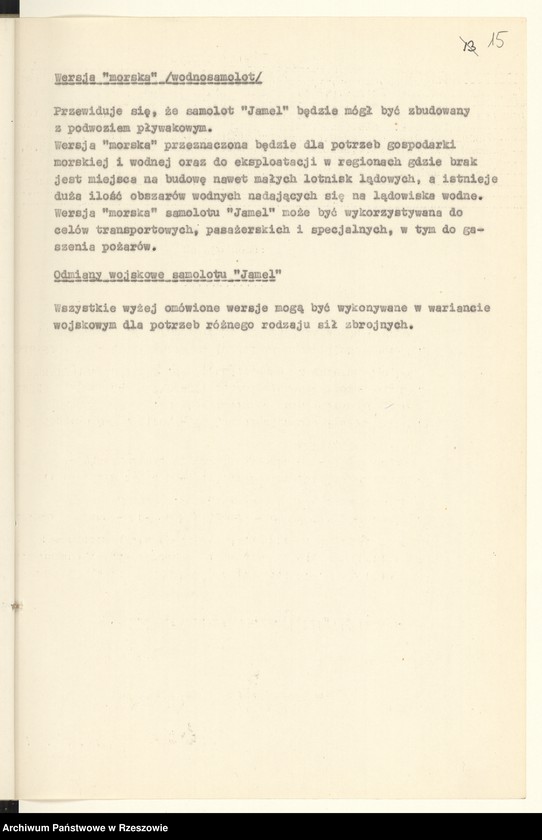 image.from.unit.number "Ogólny projekt ,wstępny "JAMEL" - lekki samolot wielozadaniowy ."
