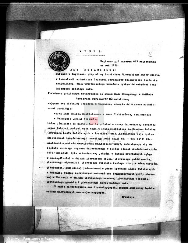 Obraz 6 z jednostki "Umowa dzierżawna majątku państwowego Pałczyn w powiecie wrzesińskim"