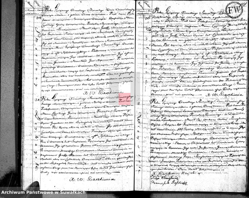 image.from.unit.number "Akta urodzonych gminy wieysieyskiey, powiatu seyneńskiego w departamencie łomżyńskim od 1-go stycznia 1816 roku"