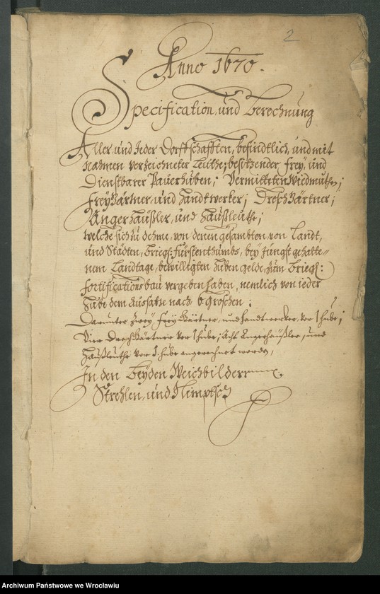 image.from.unit.number "Huben - Register der beiden Weichbilder Strehlen u. Nimbtsch, worin Anno 1670 angemerckter zubefinden, welche Huben bey jedem Dorffe sich unter der Gemeine, oder bey dem Dominio befinde"