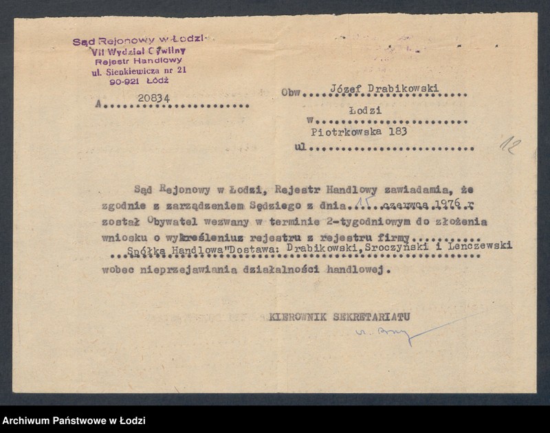 Obraz 14 z jednostki "Spółka Handlowa „Dostawa” – Drobikowski, Sroczyński i Lenczewski"