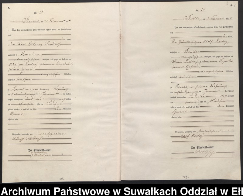 image.from.unit.number "Geburts-Haupt-Register des Königlichen Preussischen Standes-Amtes Bialla Kreis Johannisburg"