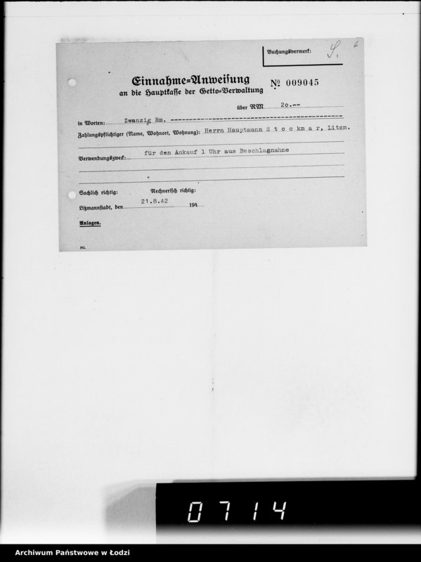 Obraz 10 z jednostki "Einnahme Anweisungen Sonderkonto"