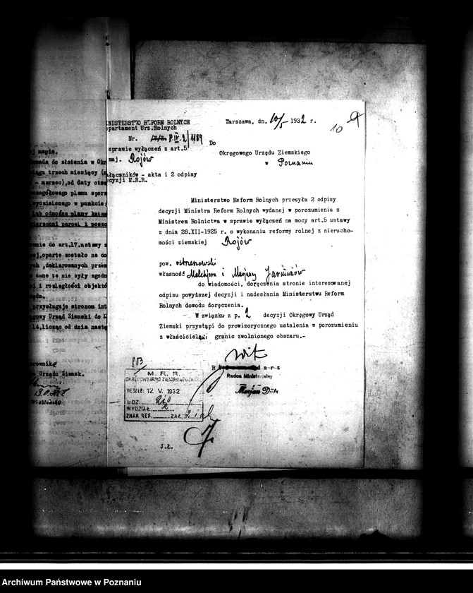 Obraz 15 z jednostki "Wyłączenie z art. 5 ustawy o wykonaniu reformy rolnej majątku Rojów powiatu ostrowskiego"