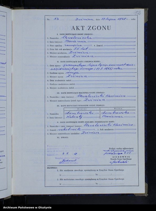 image.from.unit.number "Księga zgonów Nr 1 - 35 i 1 - 44 /przepisana w języku polskim z oryginału niemieckiego w dniach 4.09.-7.09.1961/"