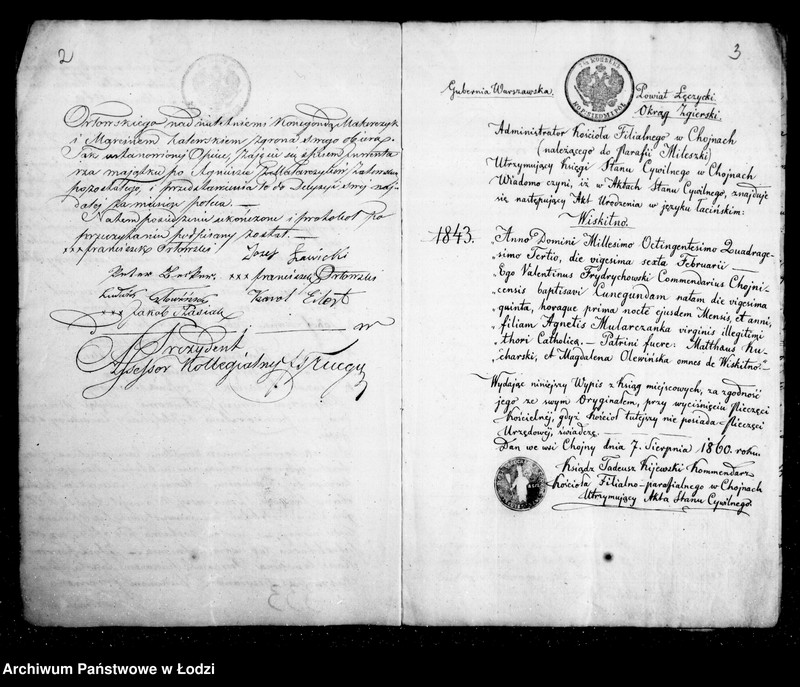 Obraz 6 z jednostki "Akta tyczące się ustanowienia opieki nad nieletnimi Kunegundą Malarczyk i Marianie Zalewskim po zmarłej Agnieszcze z Malarczyków Zalewskiej"