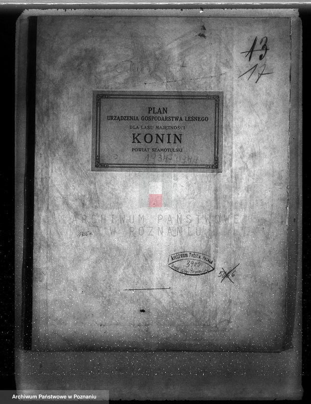 image.from.unit.number "Plan urządzenia gospodarstwa leśnego dla lasu majętności Konin powiat szamotulski 1934-1944"