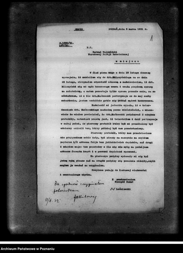 Obraz 5 z jednostki "Sprawa sporna Mańkowski c/a Leśniewski"