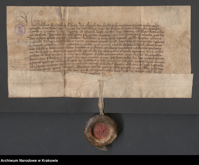 image.from.unit.number "Bolesław zwany Świdrygiełło książę Olgierdowicz przyrzeka dopełnić i dochować warunków poręczenia, które brat jego Władysław II Jagiełło król polski, złożył"