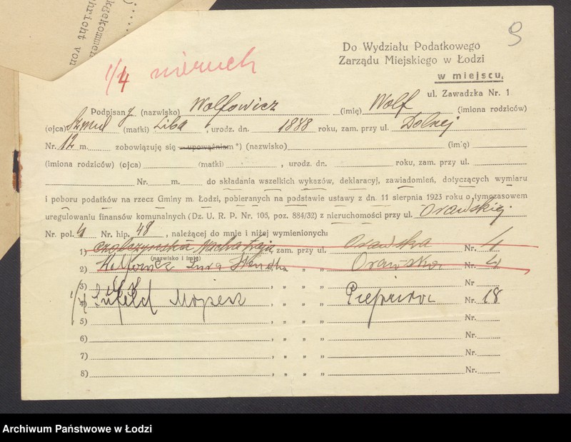 image.from.unit.number "Księga inwentarzowa nieruchomości m. Łodzi ul. Orawska"