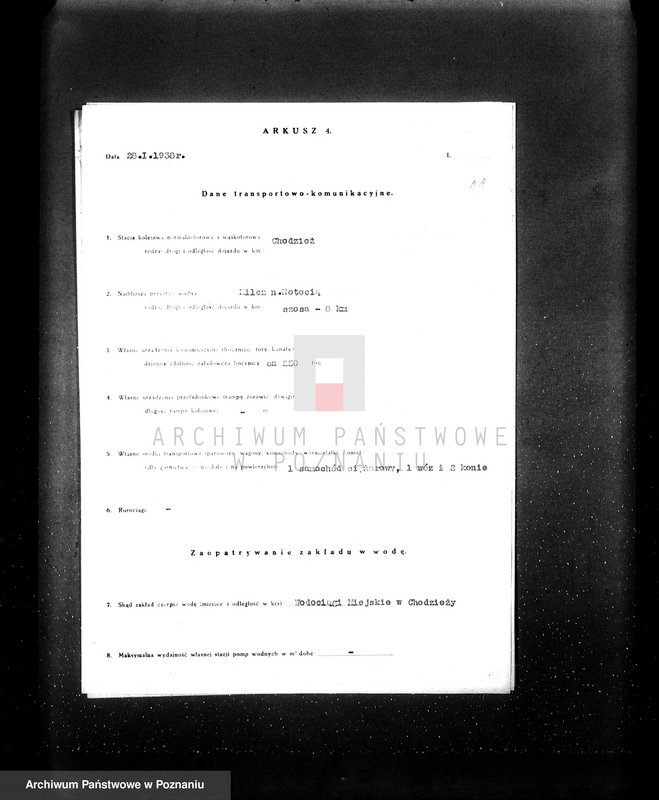 image.from.unit.number "Fabryka porcelany i wyrobów ceramicznych w Ćmielowie Spółka Akcyjna wytwórnia w Chodzieży. Kwestionariusz"