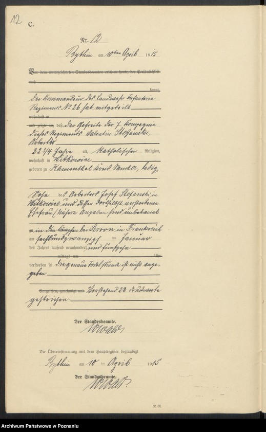 Obraz 14 z jednostki "Sterbe-Neben-Register"
