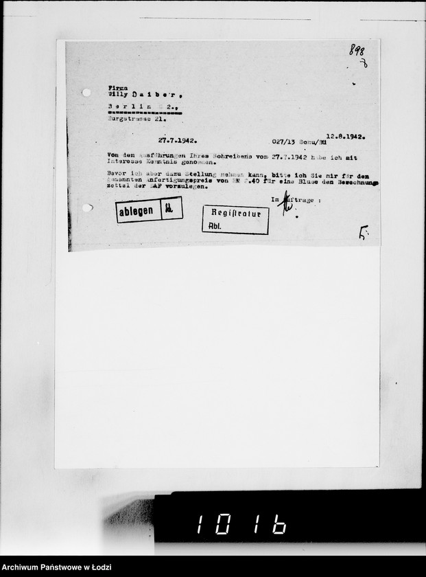 Obraz 12 z jednostki "[Korespondencja z urzędami, instytucjami i firmami] Lit.Da-De."