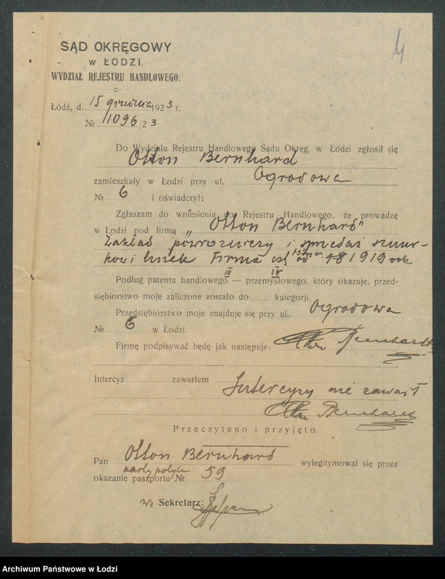 image.from.unit.number "Otton Bernhard – zakład powroźniczy oraz sprzedaż sznurków i linek"
