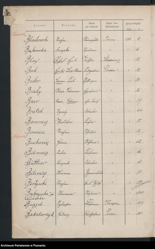 Obraz 4 z jednostki "Spis alfabetyczny małżeństw za 1911"