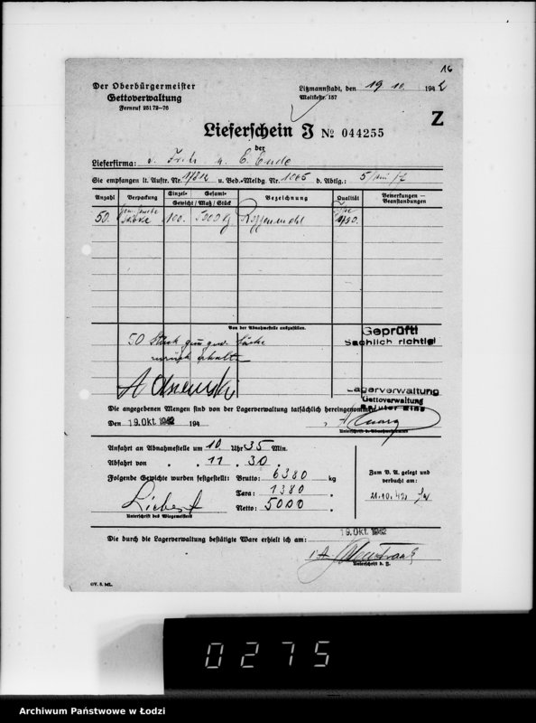 Obraz 20 z jednostki "Aufträge, [Lieferscheinen und Rechnungen] 17811-17860 [Dostawa żywności do Getta]"