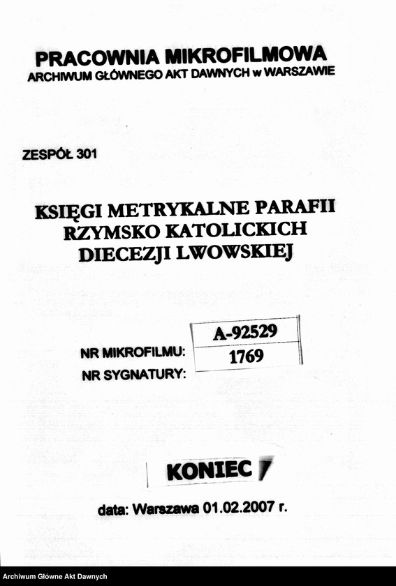 image.from.unit.number "Parafia: Lwów, Kapelania Nosocomia (Szpital Powszechny). Dekanat: Lwów. Kopie z ksiąg metrykalnych śl. dla parafii."