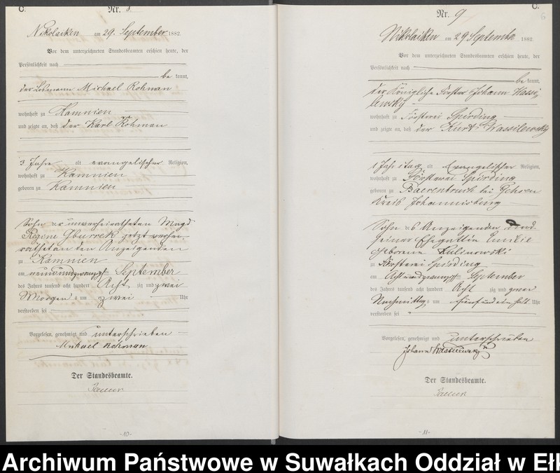 image.from.unit.number "Sterbe-Haupt-Register des Königlich Preussischen Standes-Amtes Forstrevier Nicolaiken Kreis Sensburg für das Jahr 1882[do 1884]"