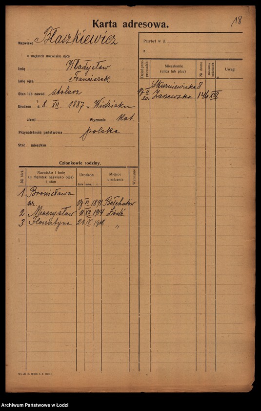 Obraz 20 z jednostki "[Spis ludności Łodzi] Błaszek - Bochenek"