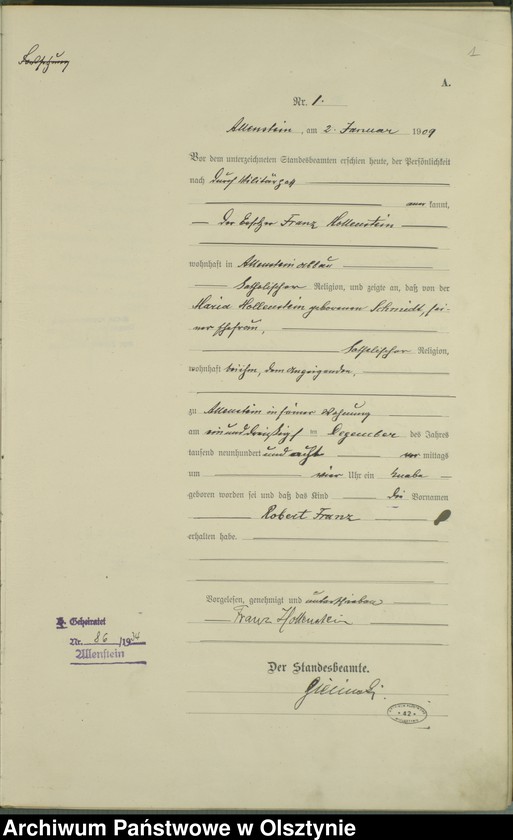 image.from.unit.number "Geburts-Haupt-Register Tom I , Nr 1-439"