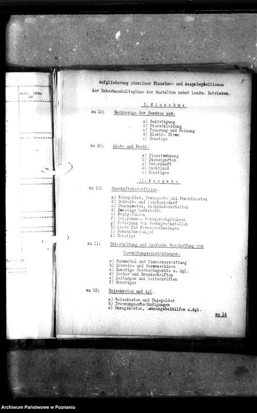 Obraz 9 z jednostki "Unterhaushaltplan - 4301. Gaugehörlosenschule, Posen. [Plany finasowe, budżety, sprawy finansowo-gospodarcze Szkoły]."