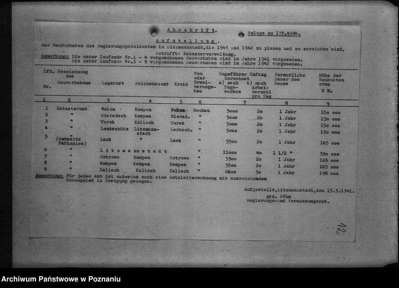 Obraz 16 z jednostki "Unterbringung der Katasterämter"