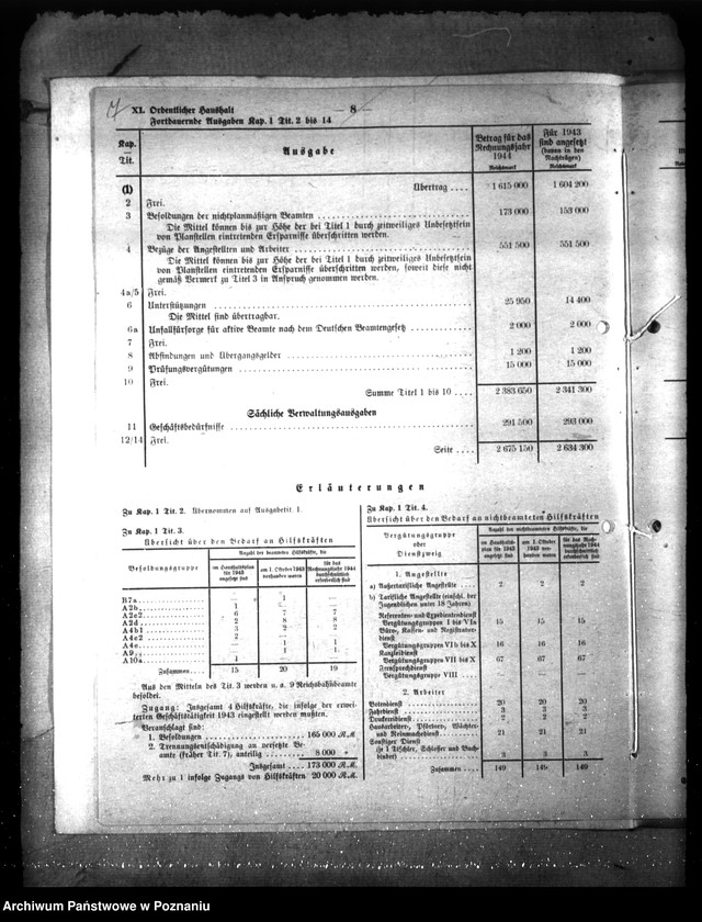 Obraz 11 z jednostki "Haushalt des Reichsverkehrsministeriums für des Rechnungsjahr 1944"