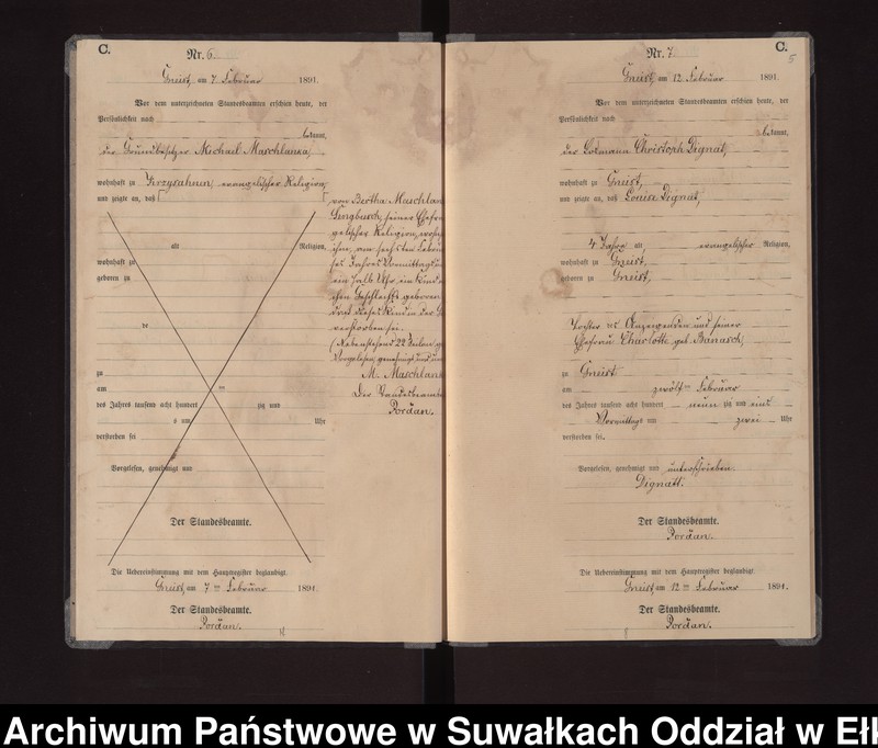 image.from.unit.number "Sterbe-Neben-Register des Königlichen Preussischen Standes-Amtes Gneist Kreis Loetzen"
