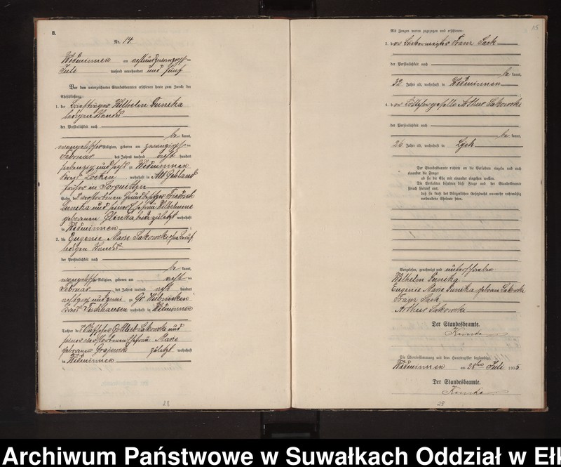 image.from.unit.number "Heirats-Neben-Register des Preussischen Standes-Amtes Widminnen Kreis Loetzen"