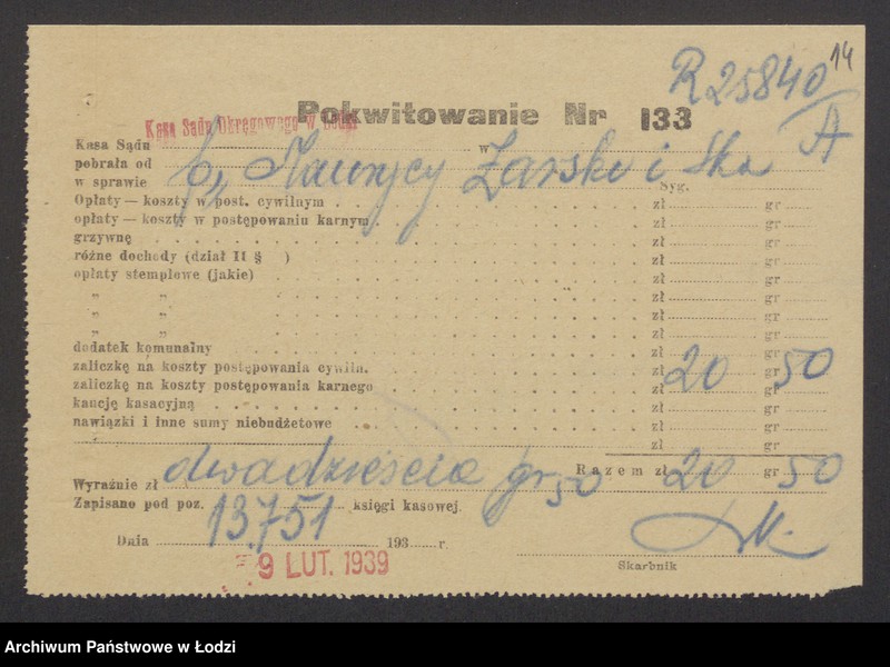 Obraz 16 z jednostki "Maurycy Żarski, Jakub Żarski, Samson Schor- wyrób i sprzedaż materaców włókienniczych w Pabianicach"