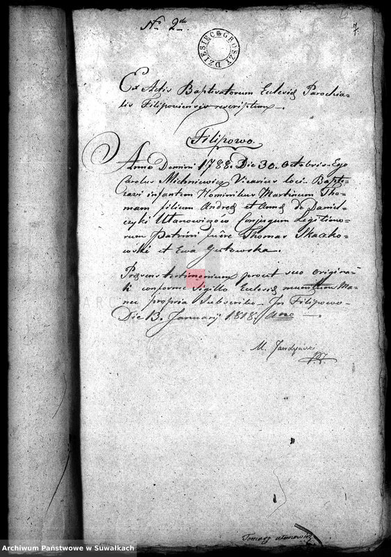 image.from.unit.number "Annexa do Akt Małżeństwa z Gminy Filipowskiey w Roku 1818"