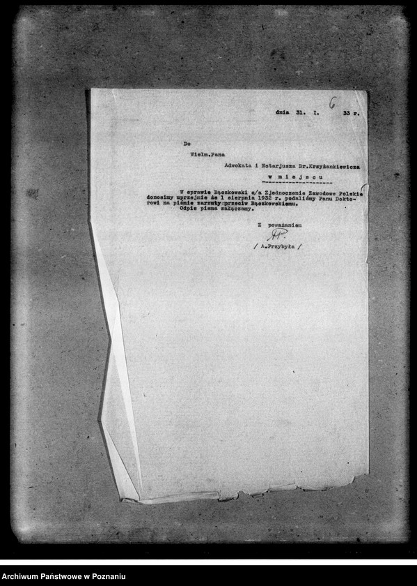 Obraz 10 z jednostki "Sprawa sporna - Zjednoczenie Zawodowe Polskie c/a Bączkowski- akta procesowe"