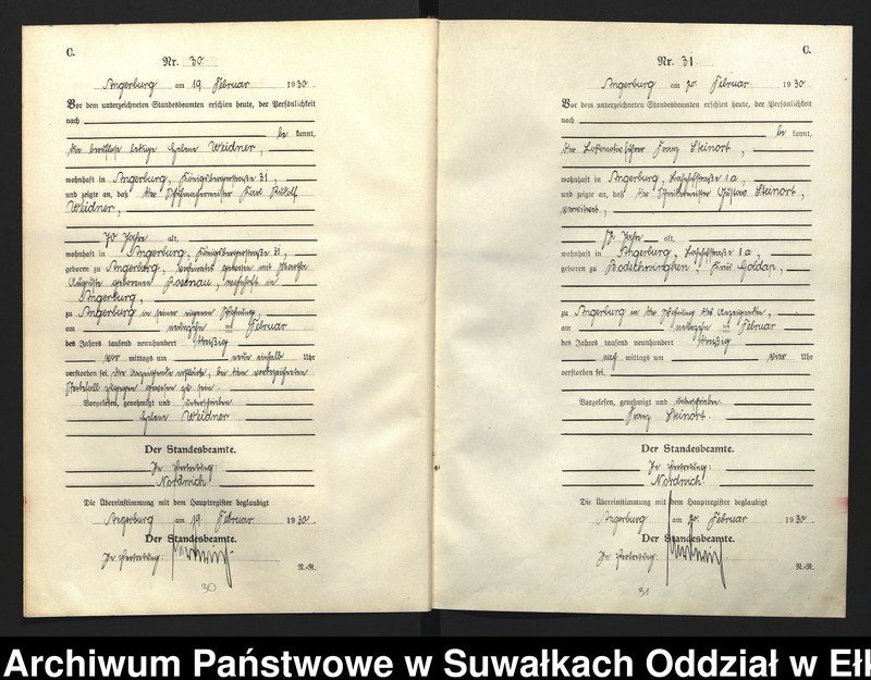 image.from.unit.number "C2. Sterbe - Register (Neben - Register) Standesamt Angerburg Ostpr. einschl. der Standesamtsbezirk Gross Strengeln, Kehlen und Prinowen"