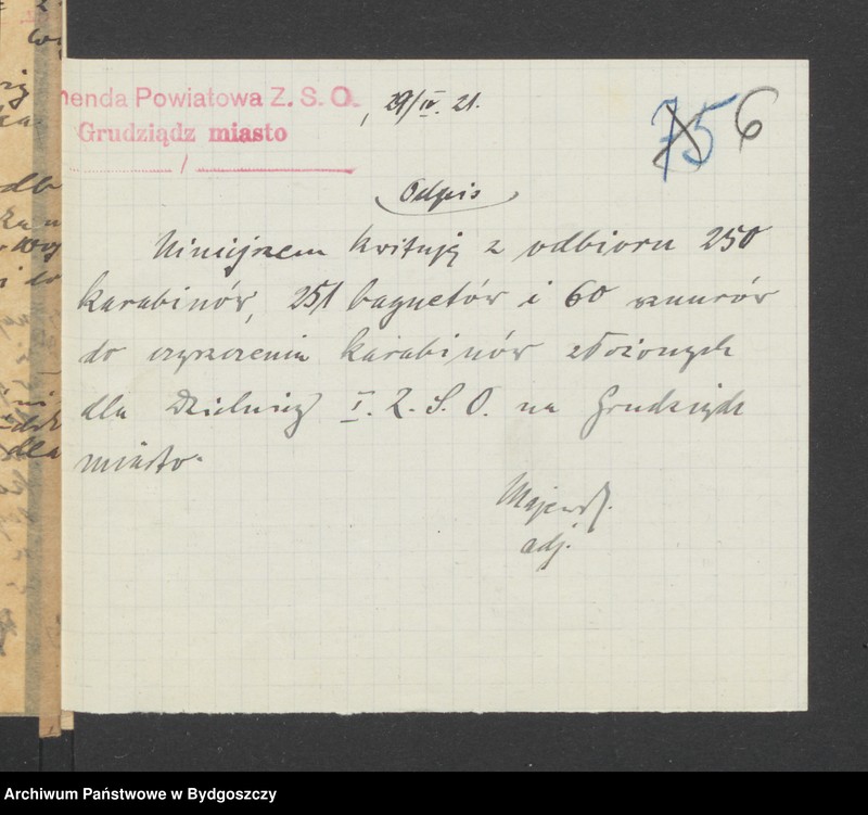 image.from.unit.number "Raporty o stanie uzbrojenia poszczególnych Komend Powiatowych Zachodniej Straży Obywatelskiej i Rozkazy Komendy Wojewódzkiej Pomorze dotyczące uzbrojenia"