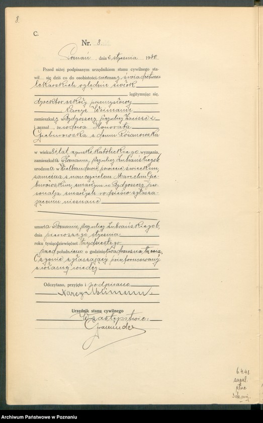 Obraz 10 z jednostki "Księga miejscowa zgonów tom I [Rejestr główny zgonów]"