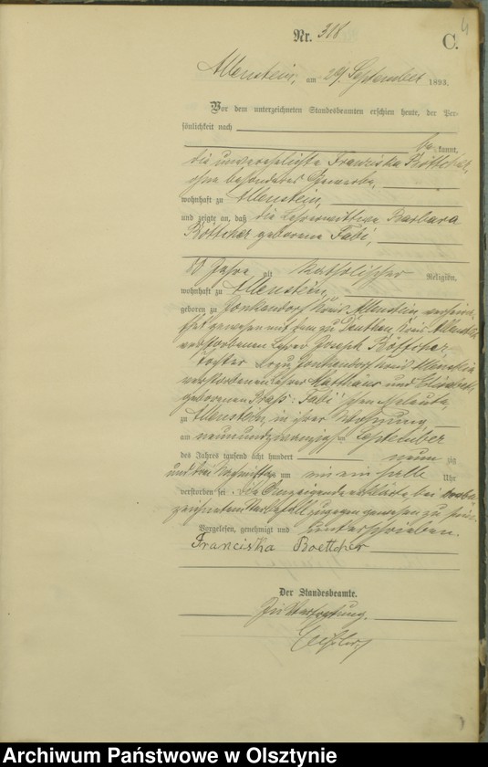 image.from.unit.number "Sterbe-Haupt-Register Tom II,Nr 316 - 463"