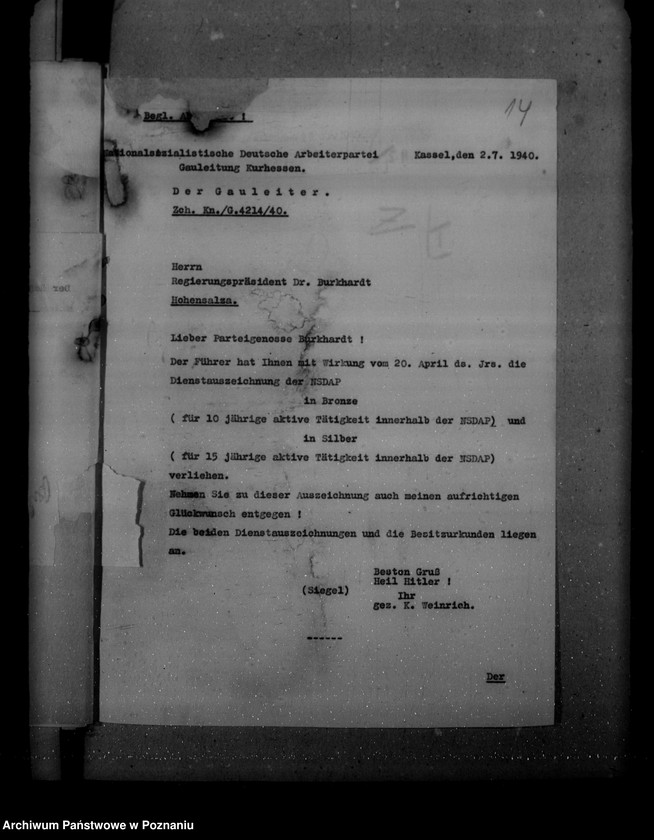 Obraz 18 z jednostki "Personalia urzędników rejencyjnych, landratów, urzędników landrackich oraz miejskich"