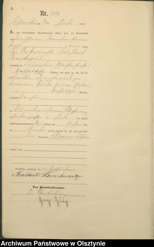 image.from.unit.number "Geburts-Haupt-Register Tom II,Nr 400 - 765"