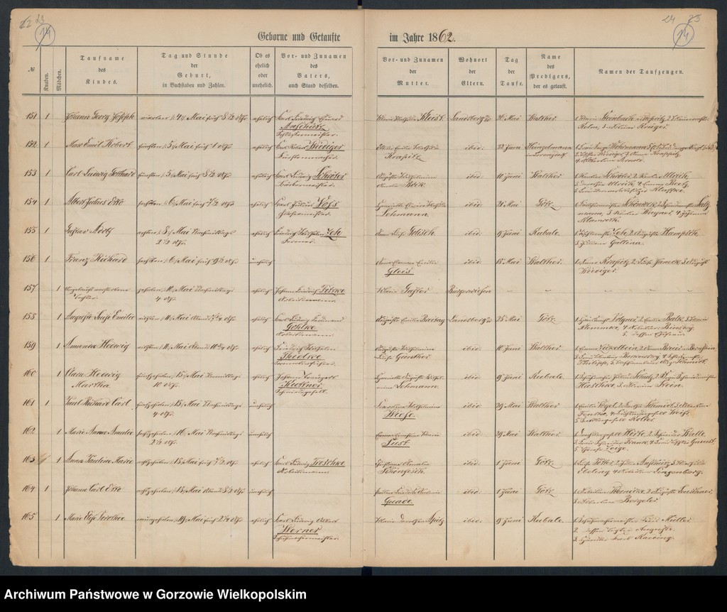 image.from.unit.number "Duplikate der Hauptkirche zu Landsberg an der Warthe (zawiera także księgę zgonów Konkordier Kirche mit der reformirten und Militair Gemeinde z 1862 r.)"