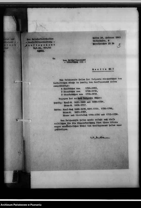 Obraz 7 z jednostki "Einziehungsprotokolle [ksiąg kościelnych]. Bestand der Kirchenbücher der katholischen Gemeinde Neipe [Niepart] und Berghausen [Wola], Kreis Gostingen [powiat gostyński]"