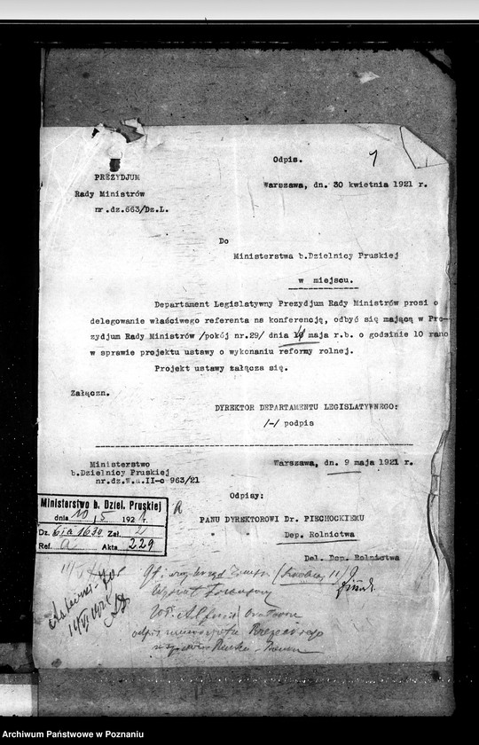 Obraz 5 z jednostki "Sprawy prawne projekty ustaw i rozporządzeń do Sejmu Ustawodawczego"