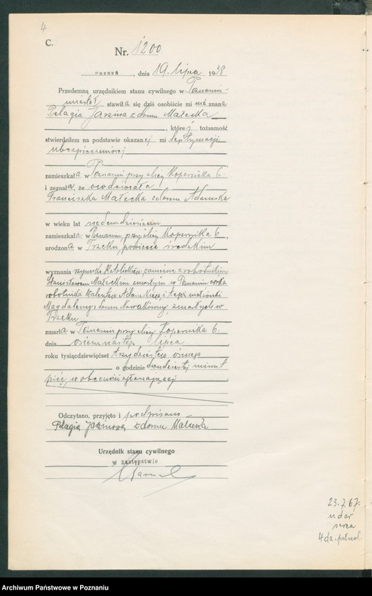 Obraz 6 z jednostki "Księga miejscowa zgonów tom III [Rejestr główny zgonów]"