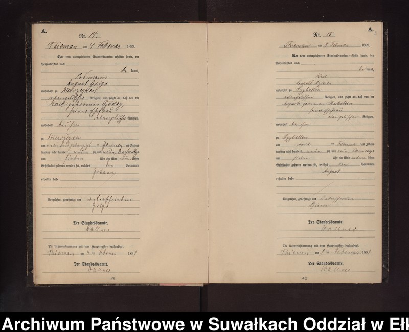 image.from.unit.number "Geburts-Neben-Register des Preussischen Standes-Amtes Rydzewen Kreis Loetzen"