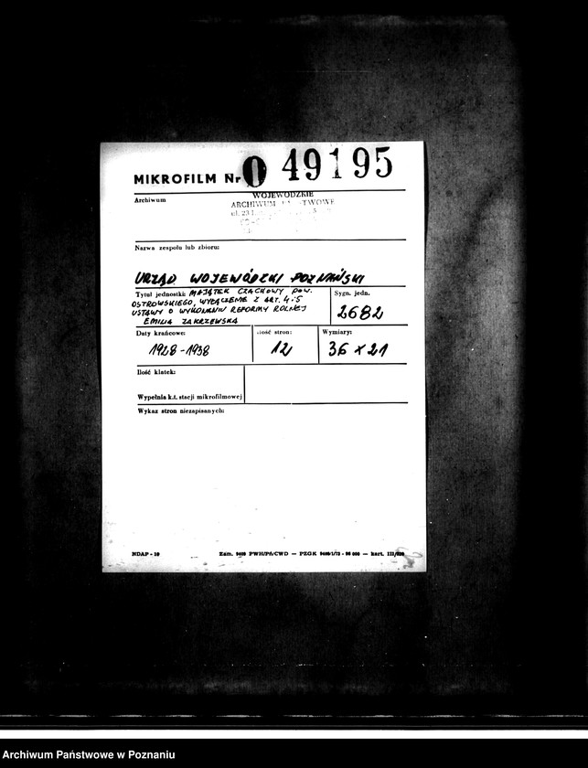 Obraz 2 z jednostki "Majątek Czachory powiatu ostrowskiego wyłączenie z art. 4 i 5 ustawy o wykonaniu reformy rolnej -Emilia Zakrzewska"