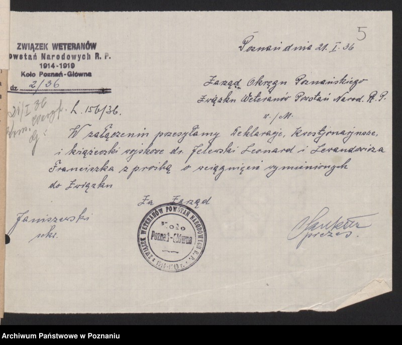 Obraz 8 z jednostki "Poznań - Główna im. gen. Dąbrowskiego akta koła."