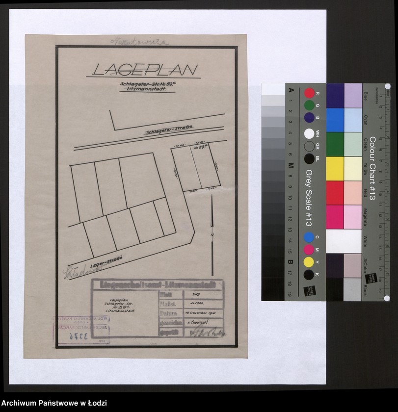 Obraz 1 z jednostki "Lageplan Schlageter-Strasse No 59a Litzmannstadt"