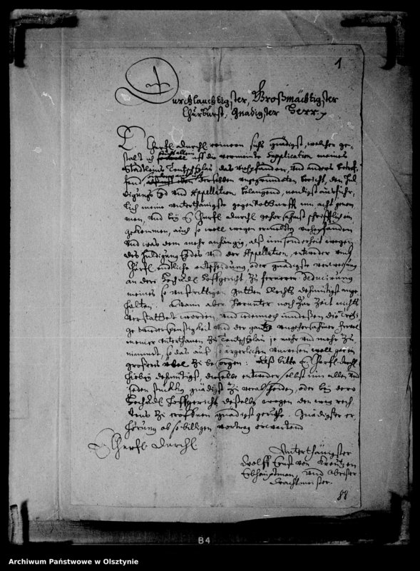 image.from.unit.number "Supplicatio des Wolff Ernst von Kreuzen, Erbhauptm. wegen der Wiederspenstigkeit der Stadt"