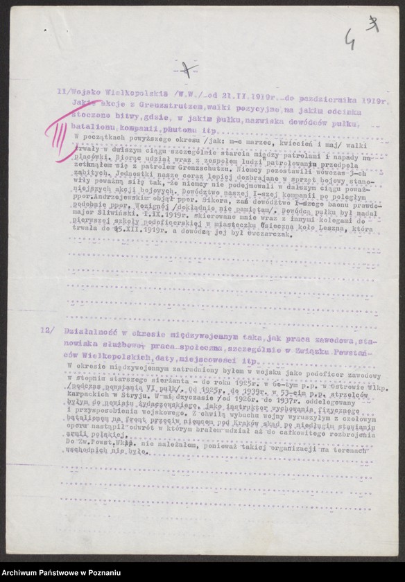 Obraz 15 z jednostki "Ankieta dla weteranów powstania wielkopolskiego zamieszkałych na terenie województwa opolskiego. Część ll."