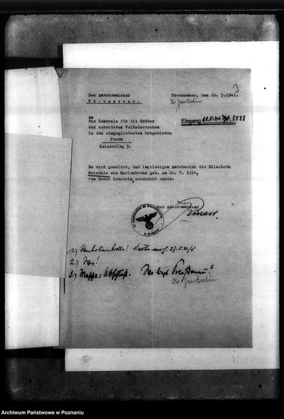 Obraz 7 z jednostki "Kreis Jarotschin (Jarocin). Zgłoszenia zmarłych i zaginionych miejscowych Niemców w 1939 roku"